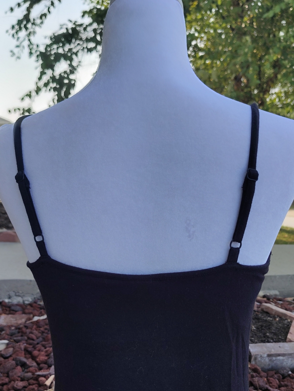 Apostrophe Stretch Black Lacey Fitted Spaghetti Straps Top Size M Y2K Whimsigoth - Picture 6 of 12